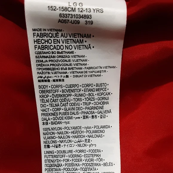 Levi's Big Boy Puffer Jacket With Hood LOGO In Front L 12-13 Years Navy Red New.